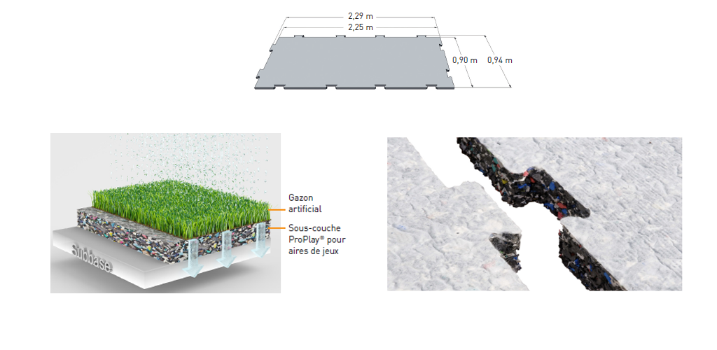 Shock-absorbing artificial grass tiles