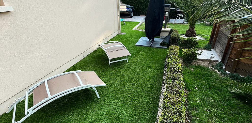 artificial grass in a garden