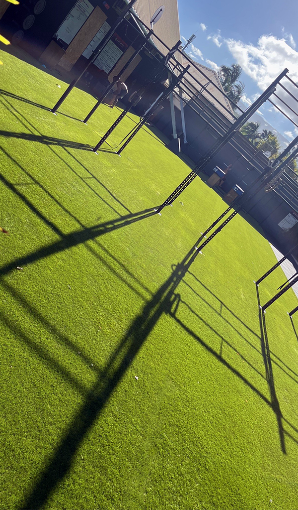 artificial grass in an outdoor sports hall