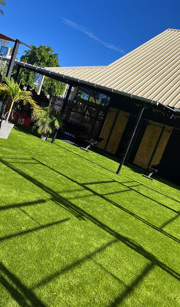 Artificial grass in a gym