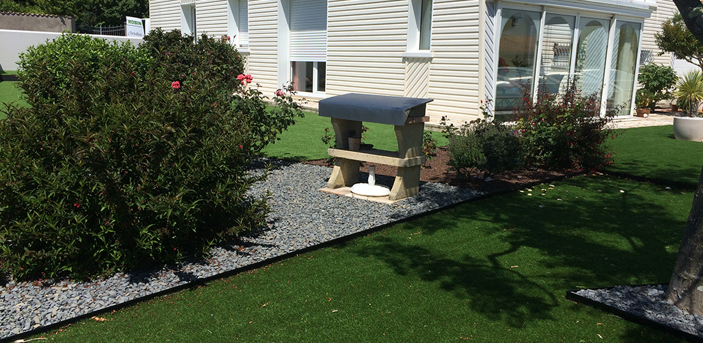 Artificial grass on a garden