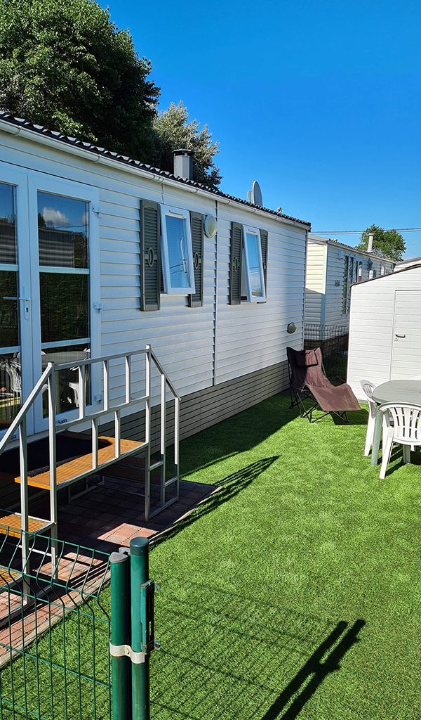 Artificial grass on a campsite